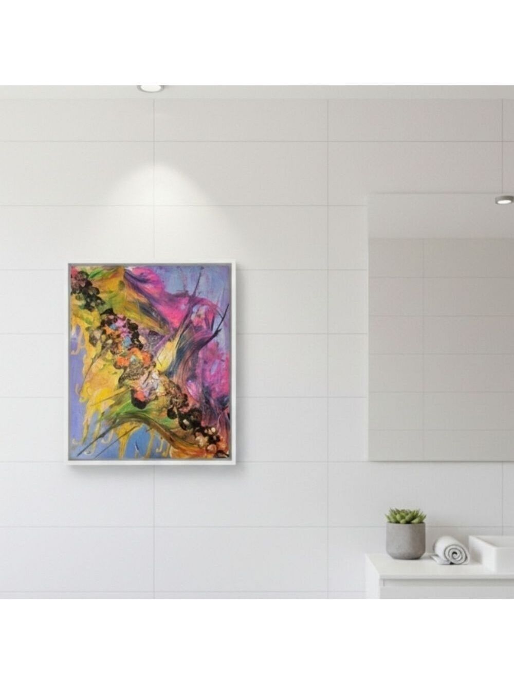 Hand Crafted floral acrylic pouring fluid art unique abstract liquid modern art